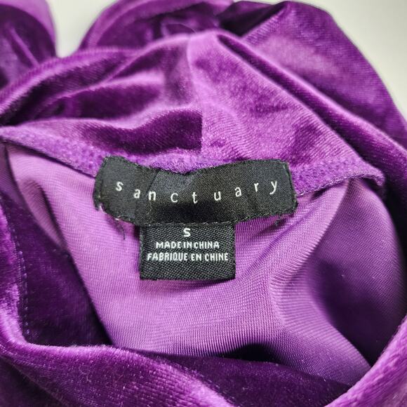 Sanctuary Womens Night Escape Velvet Top Size Small Purple Mock Neck Puff Sleeve - Picture 6 of 10
